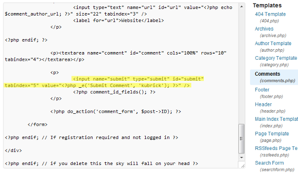 Comments.php Wordpress Template