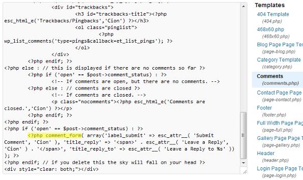 Comments.php Wordpress Template