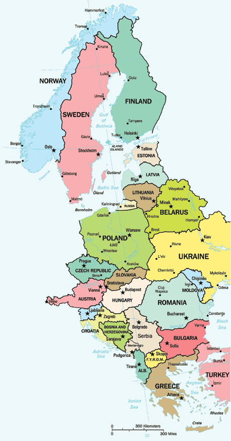 Eastern Europe Countries Map