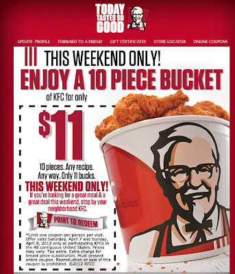 Kentucky Fried Chicken Coupons March 2013