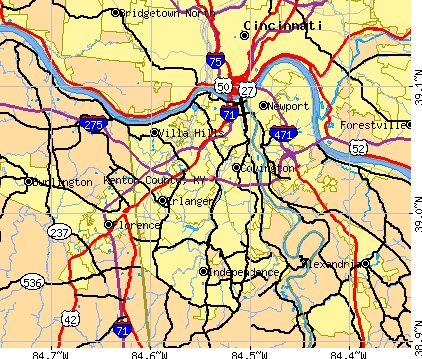 Kentucky Map Cities Counties