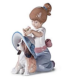 Lladro Dog With Butterfly On Tail