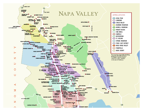 Map Of Wineries In Napa And Sonoma Valley