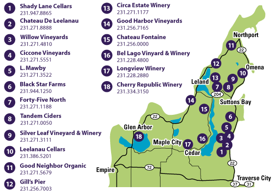 Wineries In Michigan Map