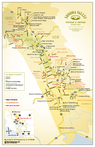 Wineries In Napa Valley Map