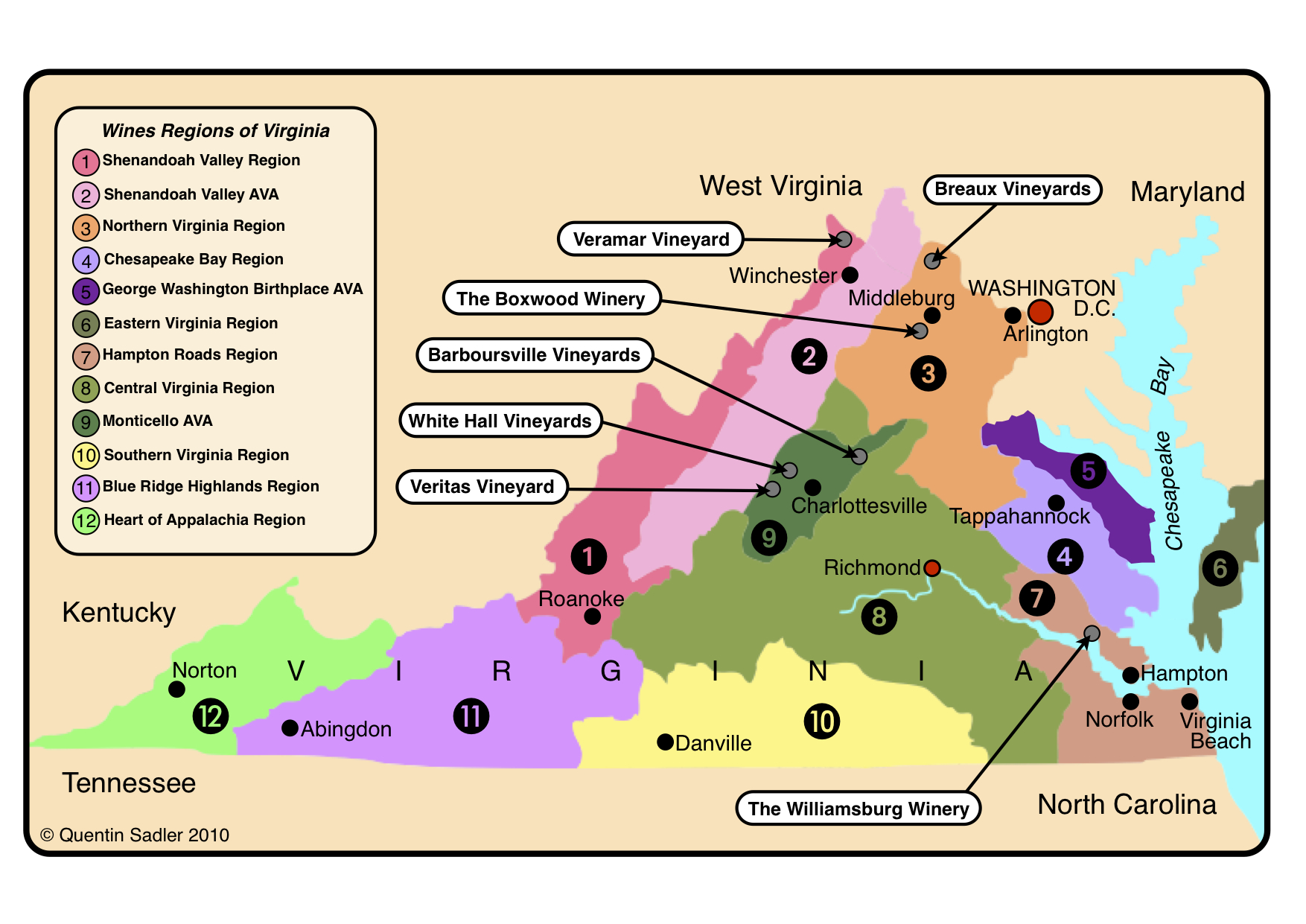 Wineries In Virginia Map